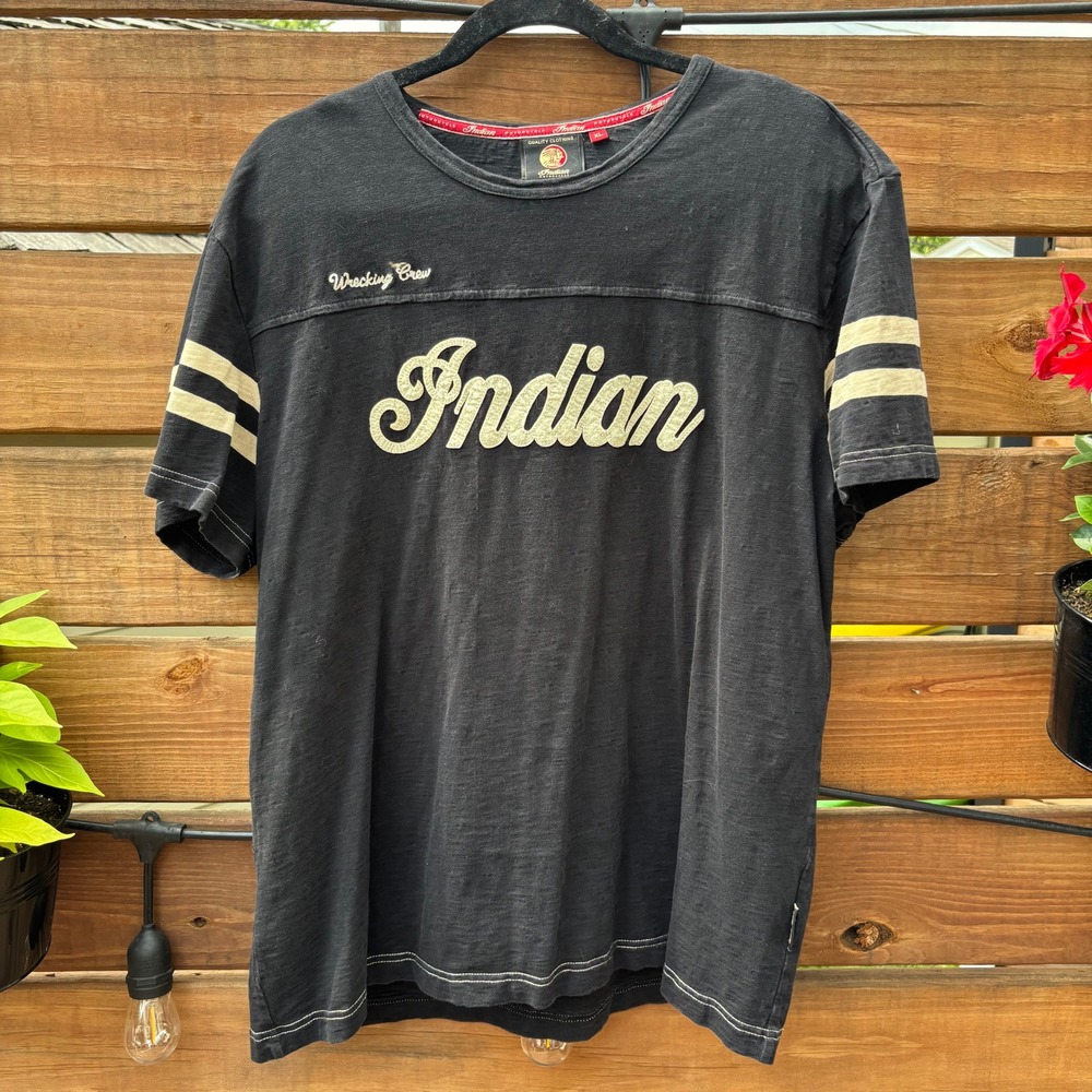 Indian Motorcycle T-Shirt Mens XL Black Wrecking Crew Graphic Tee Excellent